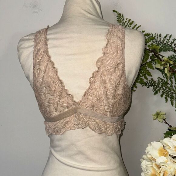 Anthropologie Evalyn V-Neck Lace Bralette blush nude | medium - Picture 6 of 11